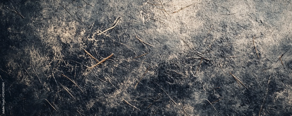 Poster dark grunge scratched surface texture background showing dry pine needles