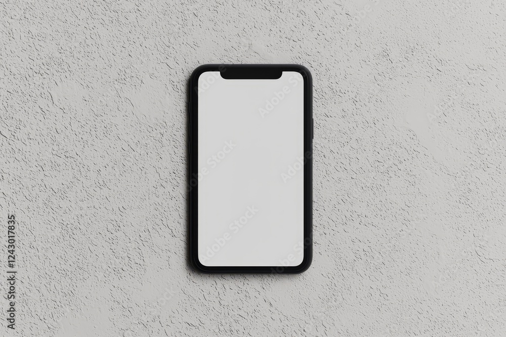 Aufkleber a 3d render of a realistic mobile phone gadget, featuring a blank digital screen display in a floati