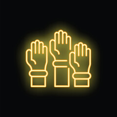 Neon sign representing three hands voting, a great concept for political engagement