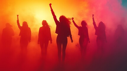 Silhouettes in Colorful Protest