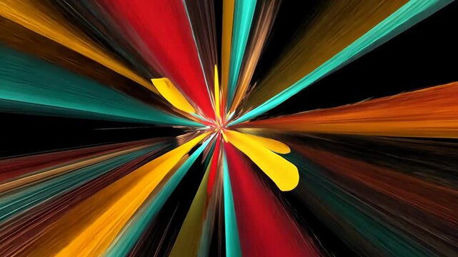 Colorful abstract rays of light creating a dynamic and vibrant visual experience in a dark backdrop