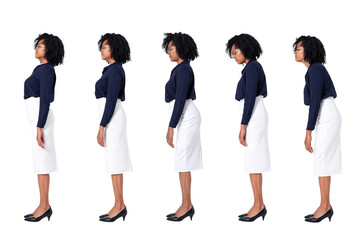 Obraz premium Png Businesswoman poor posture mockup office syndrome workplace health campaign