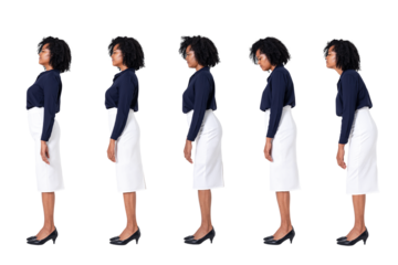 Png Businesswoman poor posture mockup office syndrome workplace health campaign