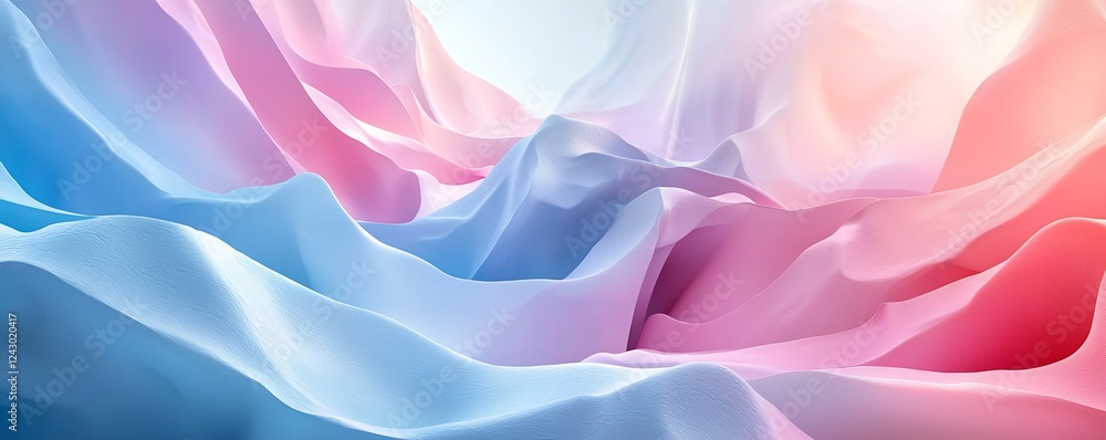 Poster smooth geometric 3d pastel shapes form an abstract yet calming background with soft hues.