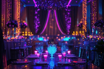 Obraz premium Neon Glow and Shimmering Dark Tones for Stunning Celebrations