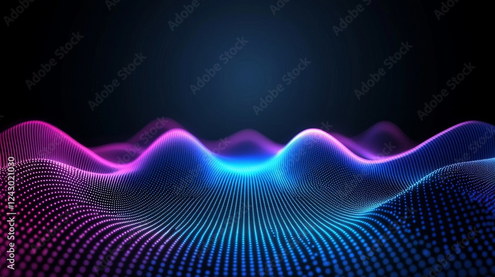 Aufkleber grid surface. abstract scientific and technological background. digital backdrop with luminous parti