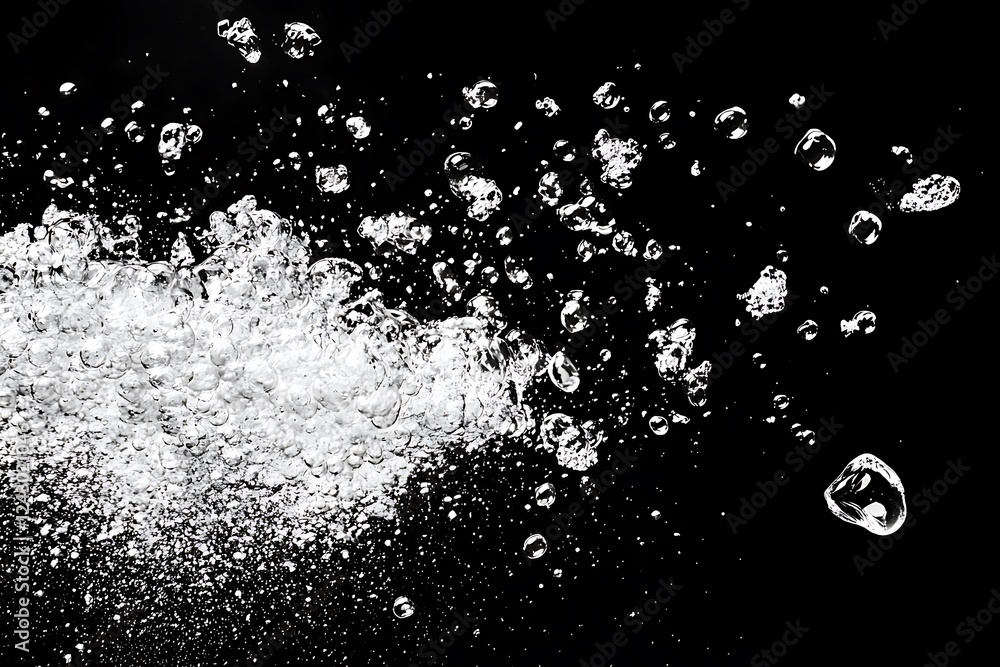 Poster soda water bubbles floating to the surface in an underwater explosion of liquid, fizzing and popping
