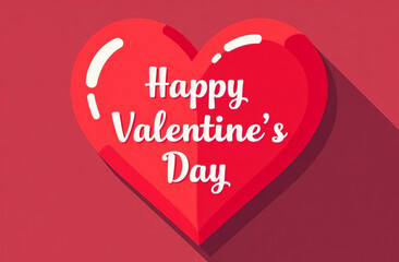 Happy Valentine's Day Holiday Card inside red heart. AI Generative