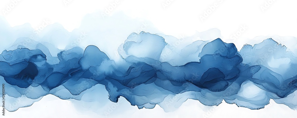Poster soft blue abstract watercolor background, creating a calming and serene vibe with smooth gradients a