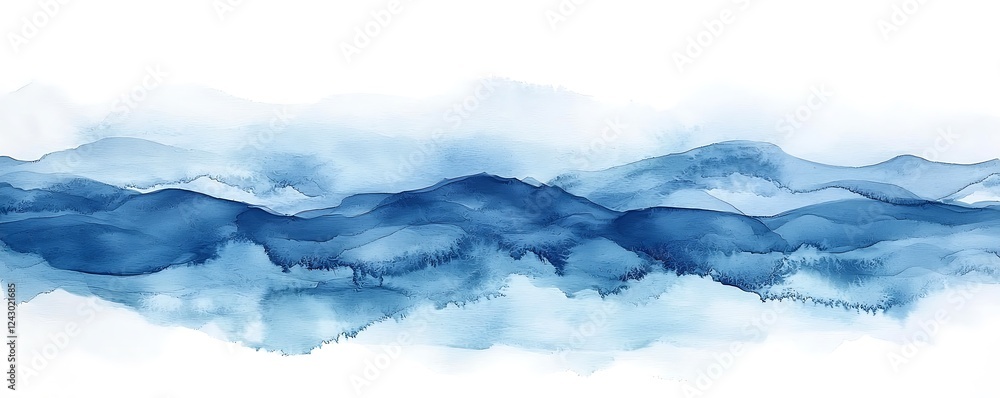 Poster soft blue abstract watercolor background, creating a calming and serene vibe with smooth gradients a