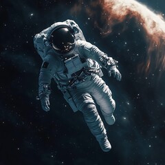 Fototapeta premium Astronauts connecting space earth spacecraft wallpaper background image exploration spirit