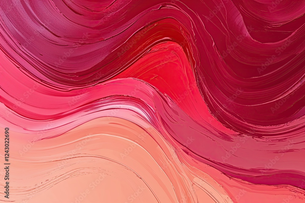 Poster vibrant raspberry red peach gradient background with unique brushstroke texture