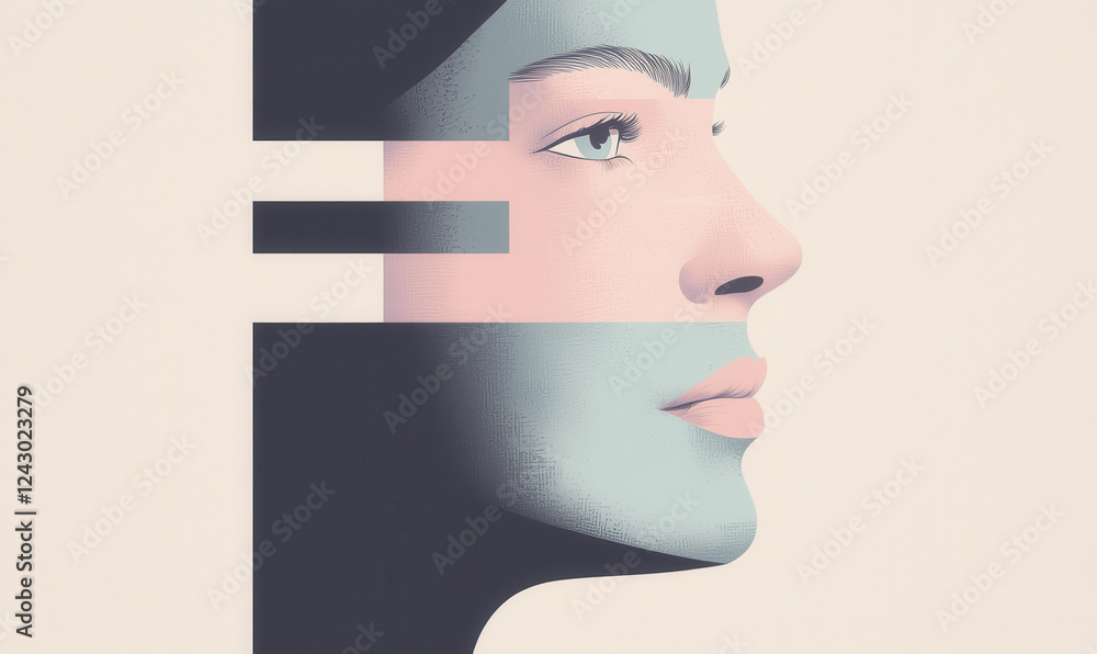 Aufkleber explore the intersection of abstract and realism in modern portraiture design featuring geometric fo
