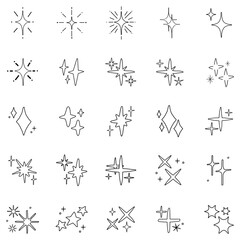 PNG Elegant starburst sparkle icons, transparent background
