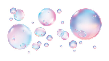 PNG Colorful floating translucent soap bubbles on transparent background