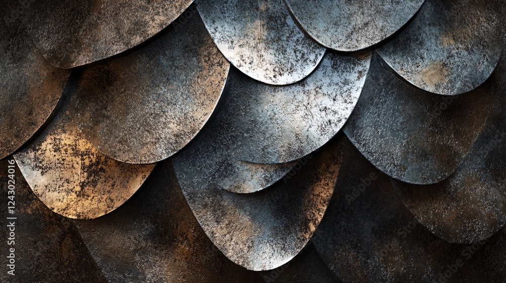 Aufkleber metallic scales forming abstract textured background image