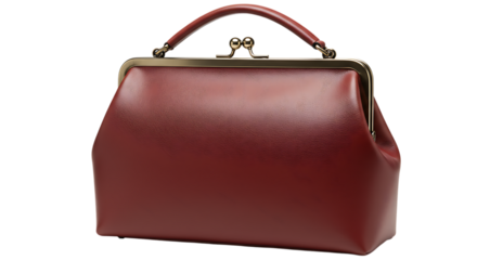 Elegant Red Leather Handbag with Gold Clasp
