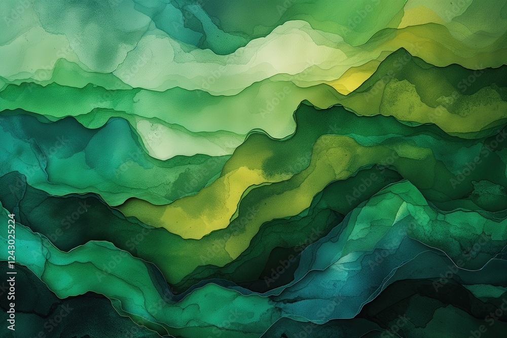 Poster vibrant green ombre abstract background with textured layered design and dynamic color variations