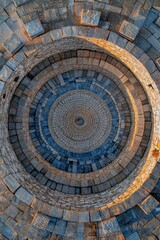 Naklejka premium A bird's-eye view of a large circular solar facility located in Andalusia, close to Seville, Spain.