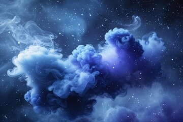 Indigo Smoke Texture with Celestial Particles and Ethereal Atmosphere