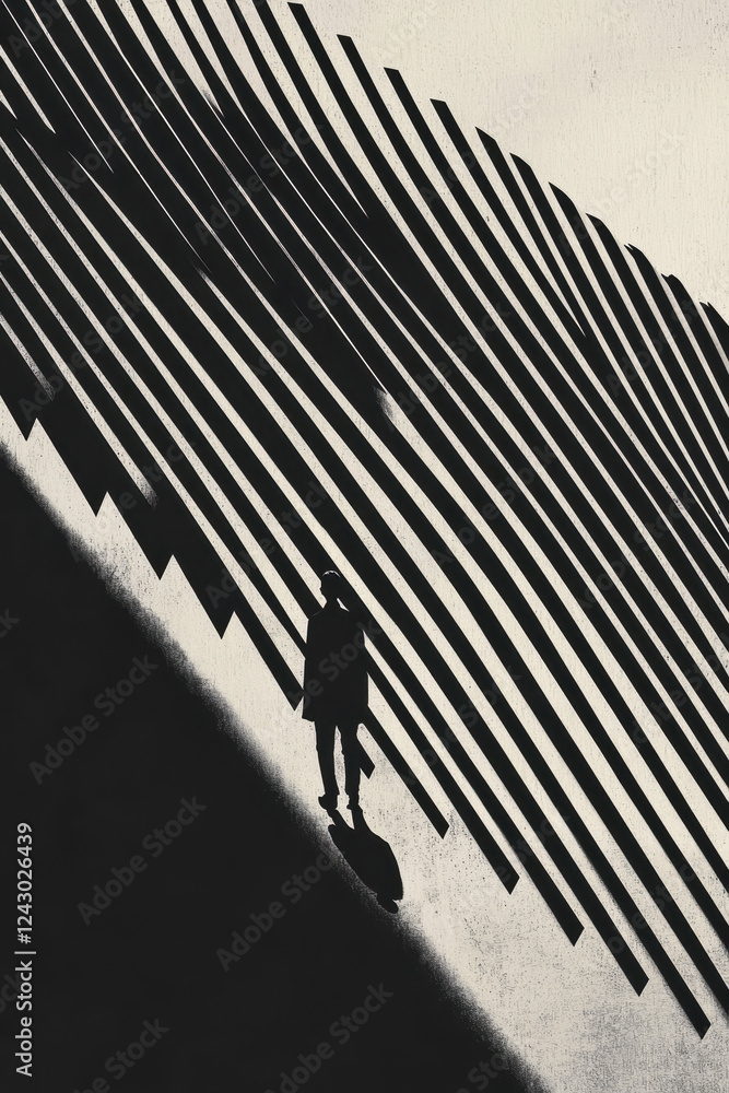 Poster intriguing abstract silhouette amidst dynamic geometry and shadows for dramatic visual impact in mon