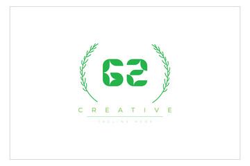 GZ letters eco logo with leaf. Fresh nature and healthy leaf logo design.