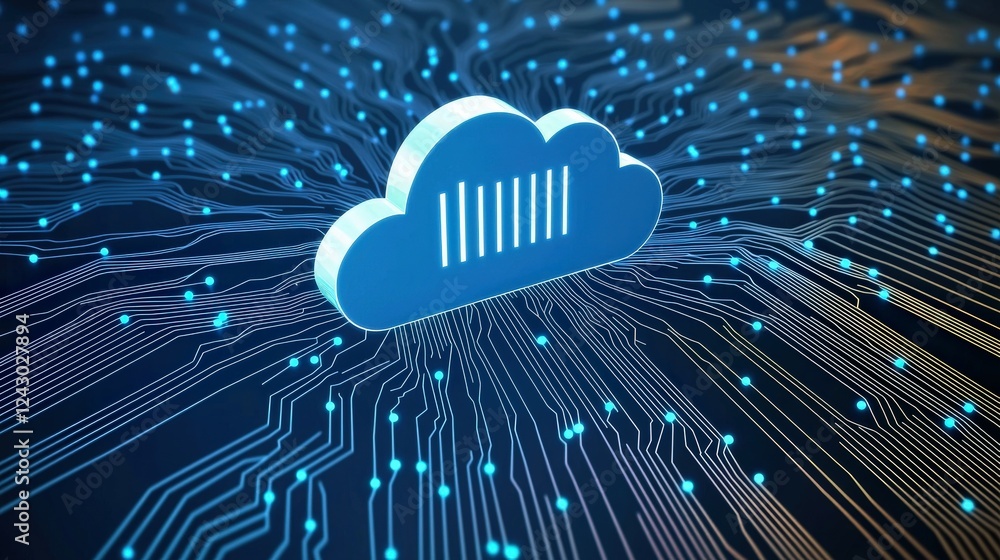 Poster digital security shield protecting data on a virtual cloud