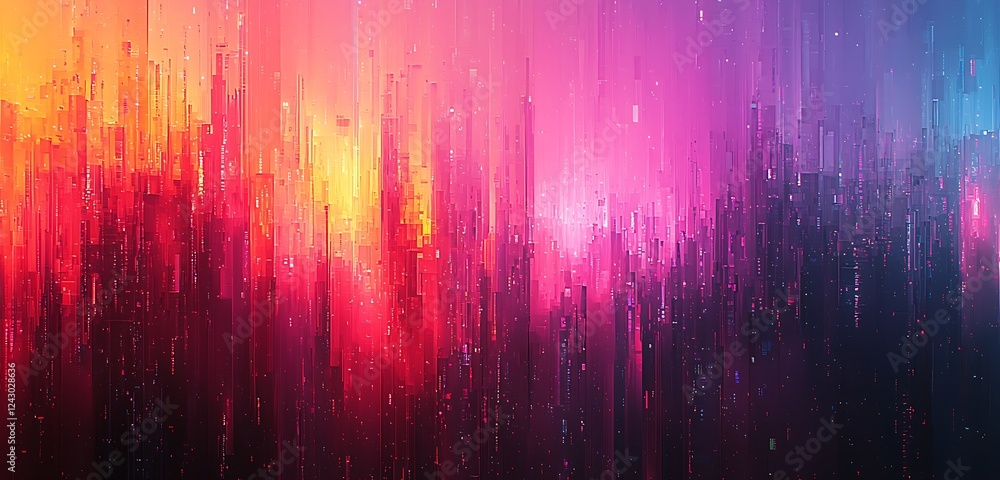Poster step into a world of 4k beautiful color gradients with data mosh glitch noise, where abstract pastel