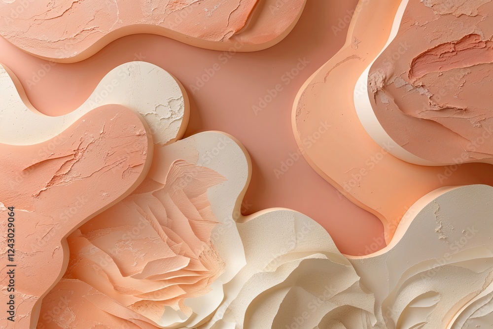 Poster warm abstract design featuring soft peach and cream textures for creative spaces