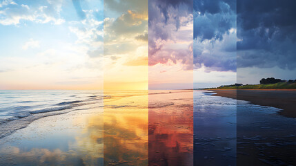 Ebb and Flow: A Day's Journey Through Coastal Horizons from Dawn to Dusk
