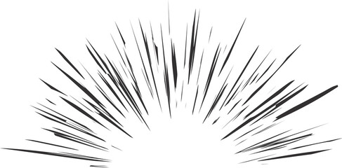Fototapeta premium Explosion speed lines. Comic radial burst. Manga motion element of burst. Superhero frame, glow and power rays. Sparks of abstract bang roar and scream