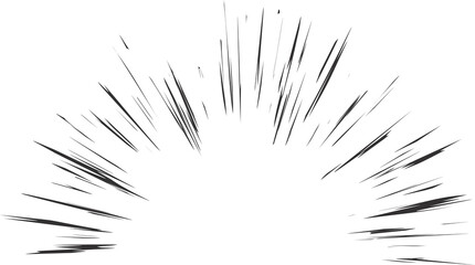 Explosion speed lines. Comic radial burst. Manga motion element of burst. Superhero frame, glow and power rays. Sparks of abstract bang roar and scream