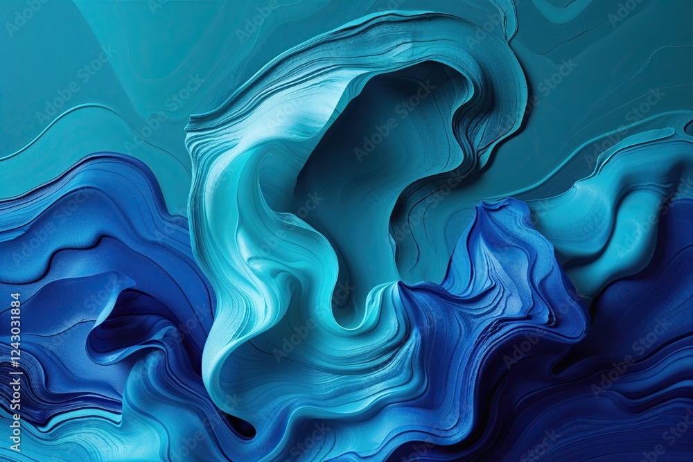 Poster passionate cerulean and turquoise abstract color tableau with smooth texture