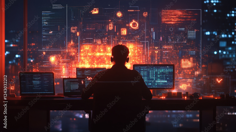 Poster it professional cyber security officer setting a strong password on a computer, with a visible check