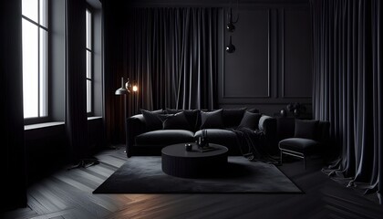 Black Dark Elegant Living Room