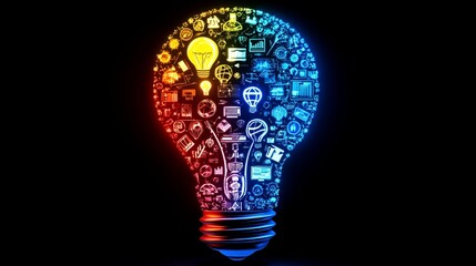 Illuminating ideas creative concepts in a light bulb digital art dark background abstract view