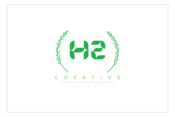 HZ letters eco logo with leaf. Fresh nature and healthy leaf logo design.