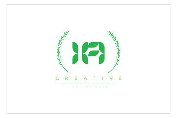 IA letters eco logo with leaf. Fresh nature and healthy leaf logo design.