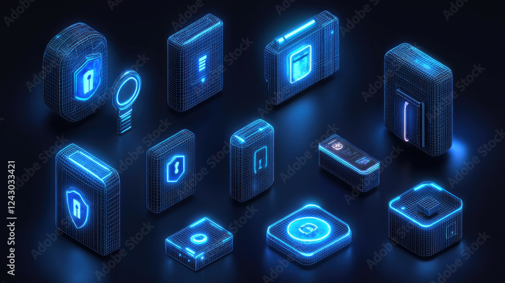 Poster a glowing digital padlock in a dark environment symbolizes cybersecurity and data protection ideal f