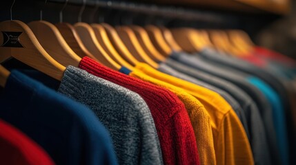 Organized closet space, close-up of neatly arranged clothes in a minimalist closet