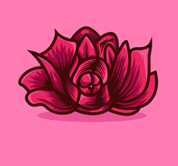 Soft Pink Rose Flat Vector illustration
