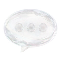 Speech bubble icon  png sticker, 3D crystal glass, transparent background