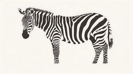 Fototapeta premium Clean linear icon of a zebra, in black and white stripes. Minimalistic, elegant lines capturing uniqueness.