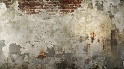 Obraz premium Old damaged brick wall with falling off plaster showing crumbling bricks