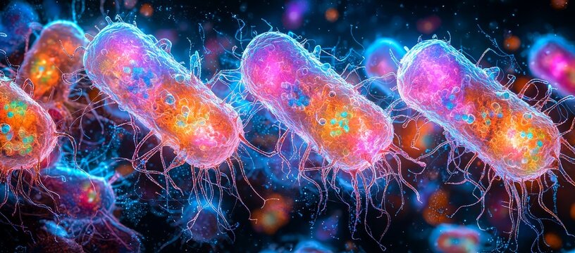 Probiotic bacteria, observed microscopically, are essential for maintaining digestive health and aiding medical practices