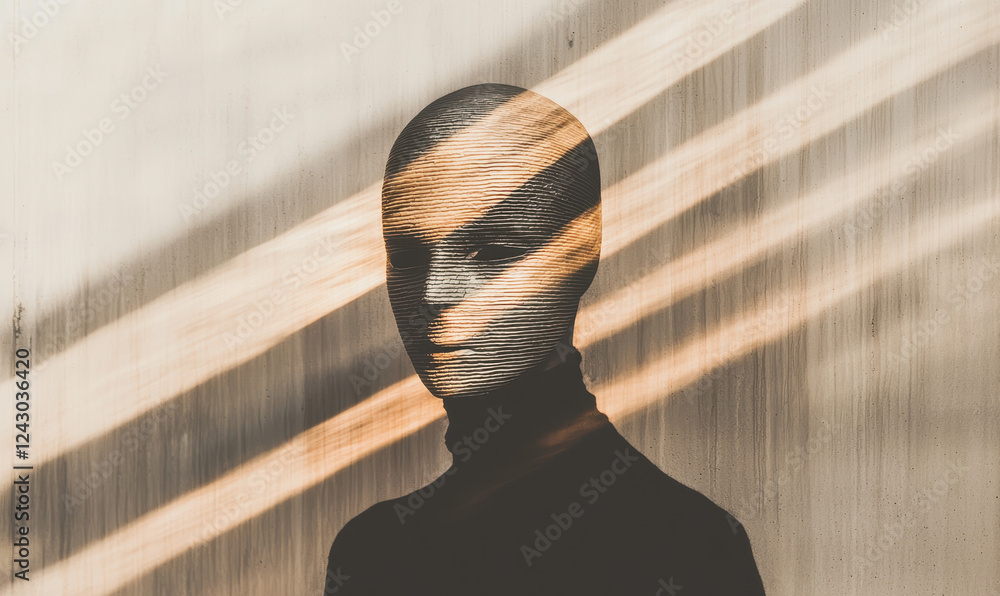 Poster compelling exploration of identity and illumination through abstract silhouette and textured light p