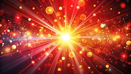 Naklejka premium Abstract Red Glowing Background with Flying Dots and Energy Particles