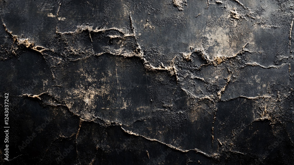 Aufkleber Dark textured wall with gold highlights creating abstract pattern