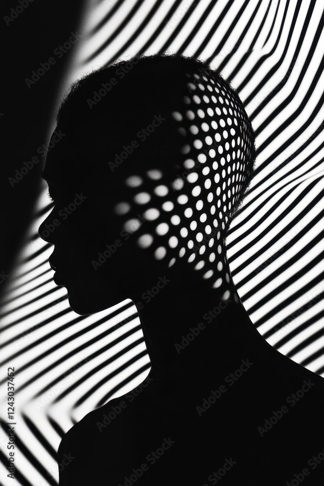 Poster captivating abstract silhouette with mesmerizing patterns and powerful monochrome contrast creating 