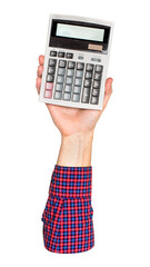 Calculator png in hand on transparent background
